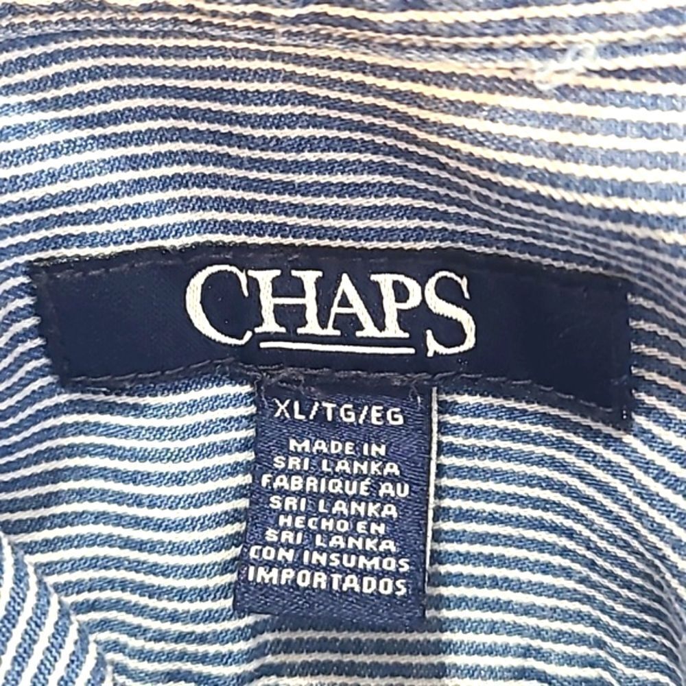 Chaps Blue & White Pinstripe Buttondown Shirt, Size XL - Picture 9 of 10